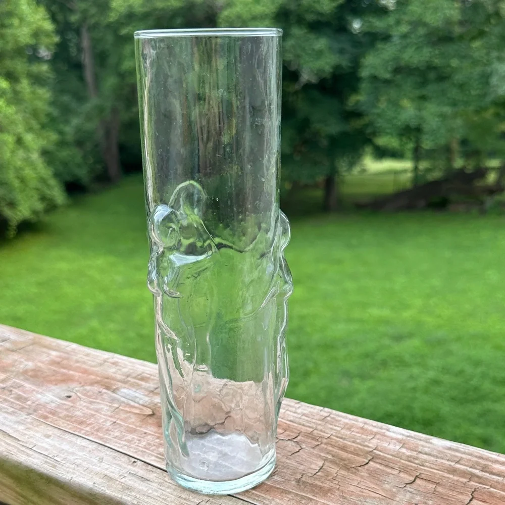 Mid century modern Clear Glass Vase with women motif